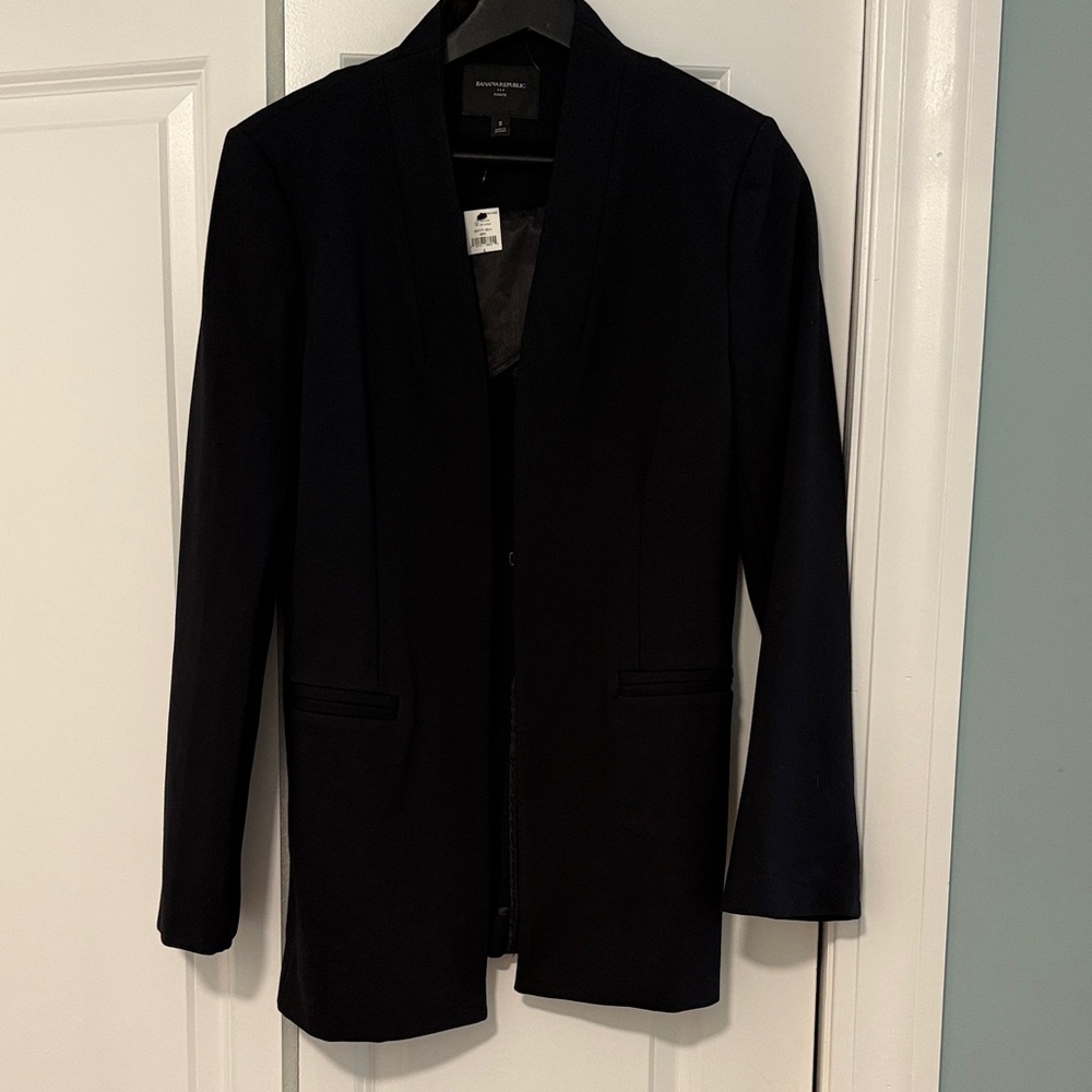Banana Republic Women's Black Open-Front Longline Blazer